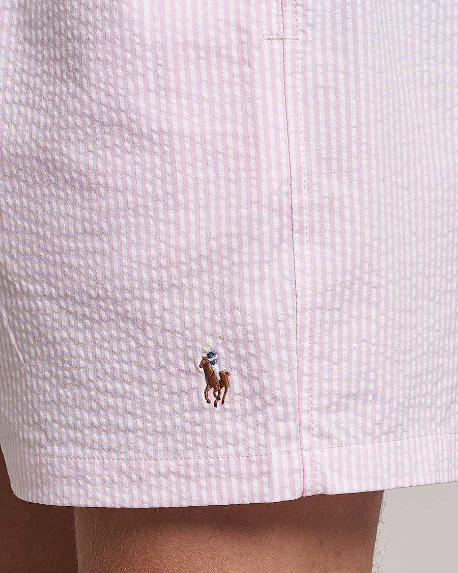 Herren | Badehosen | Polo Ralph Lauren | Recyceled Traveler Boxer Seersucker Swimshorts Pink/White