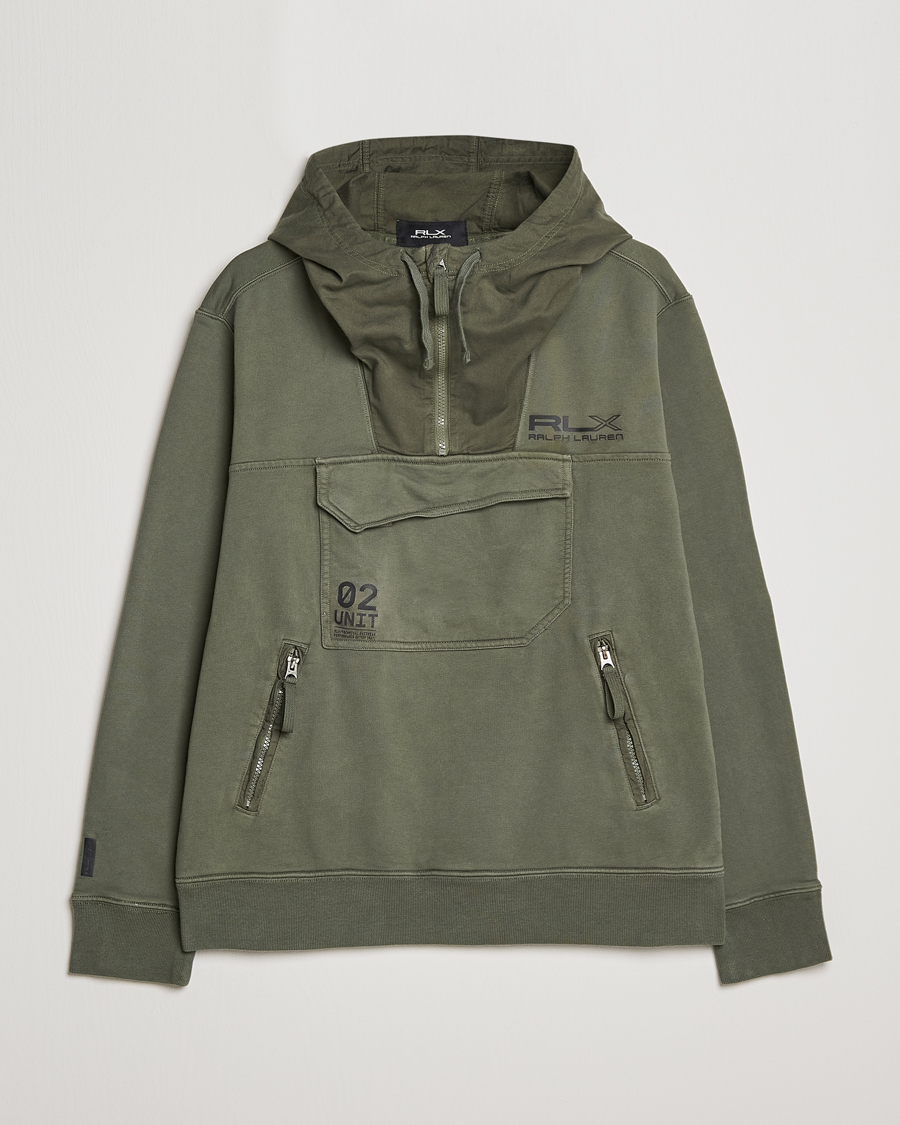 Herren | Pullover | RLX Ralph Lauren | Terry Back Fleece Half Zip Hoodie Fossil Green