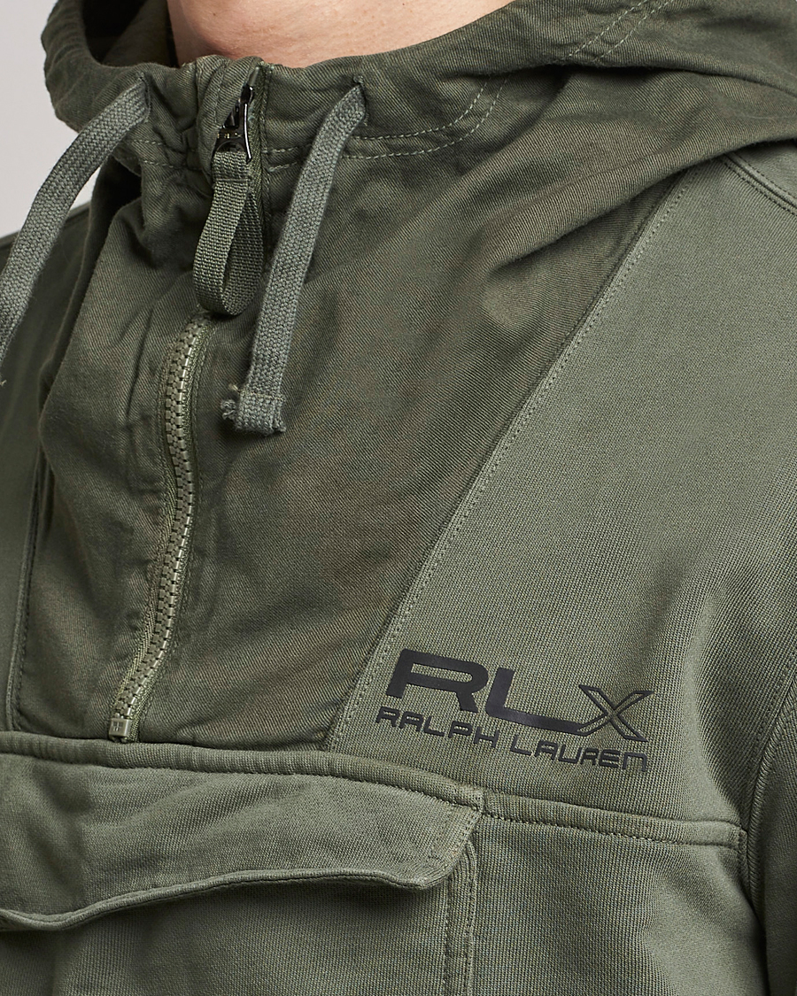 Herren | Pullover | RLX Ralph Lauren | Terry Back Fleece Half Zip Hoodie Fossil Green