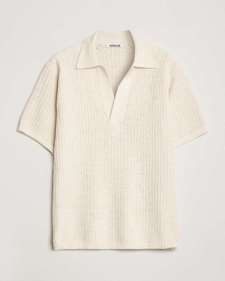 Herren | Poloshirt | Auralee | Wool Rib Knit Skipper Polo Ecru
