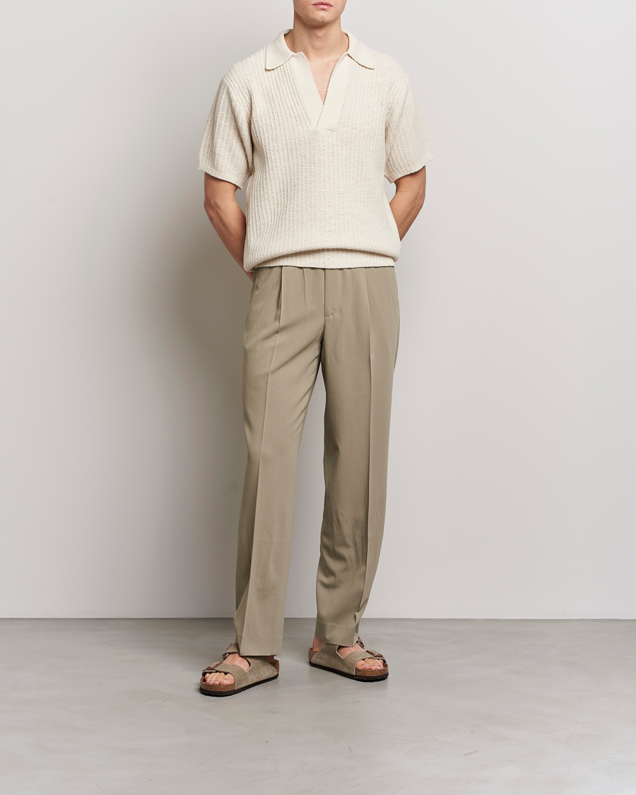 Auralee Wool Rib Knit Skipper Polo Ecru bei Care of Carl