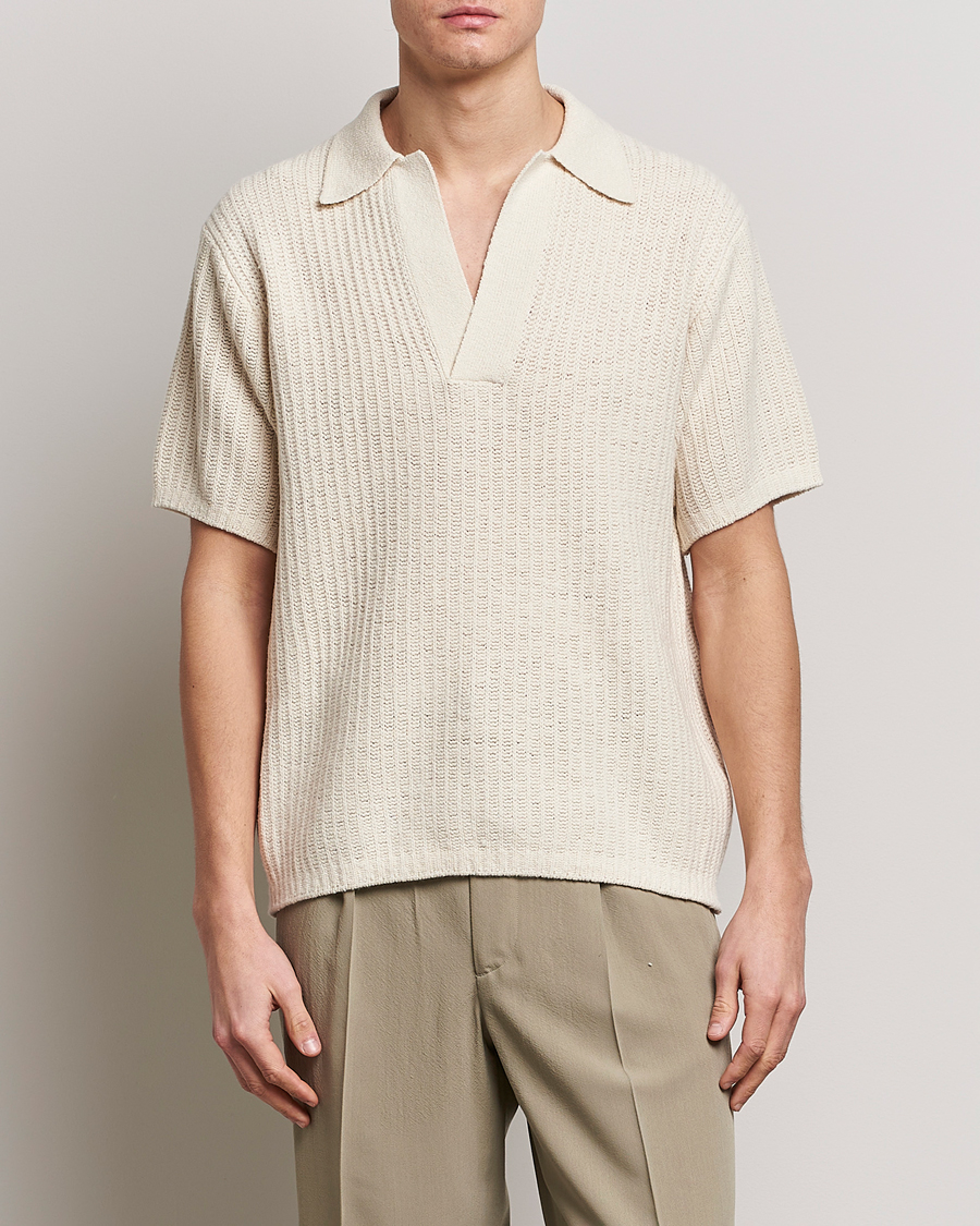 Herren | Poloshirts | Auralee | Wool Rib Knit Skipper Polo Ecru