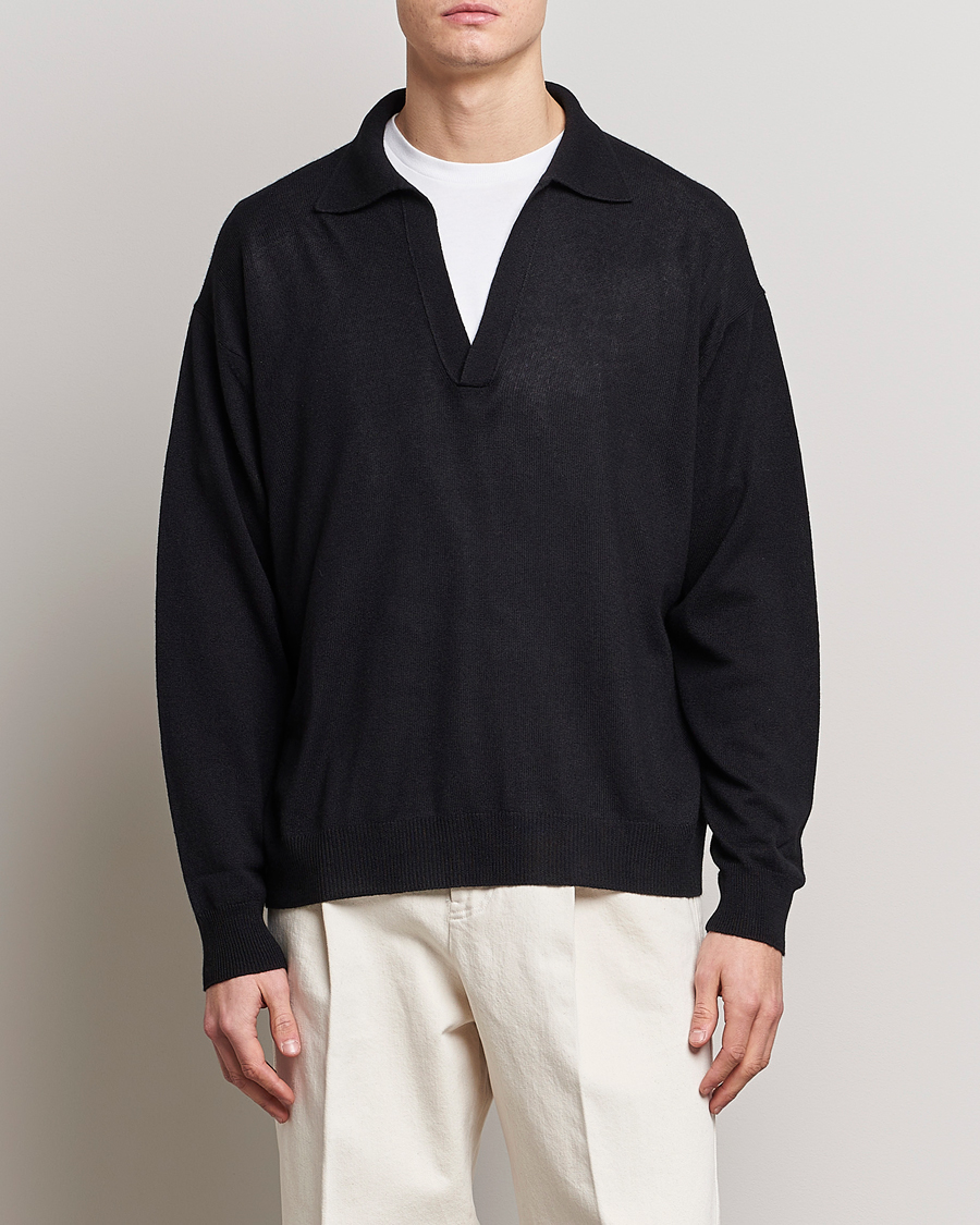 Herren | Luxury Brands | Auralee | Cashmere/Silk Skipper Polo Black