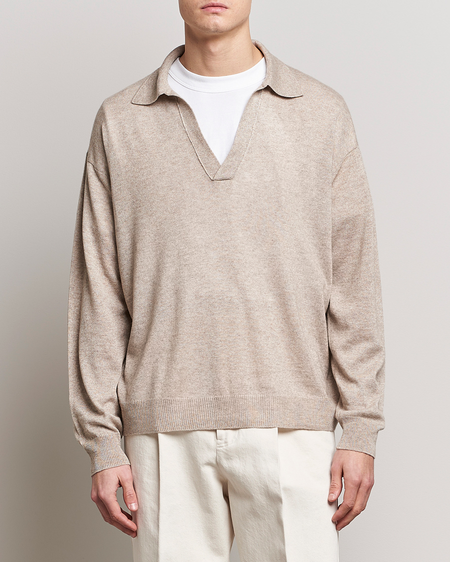 Herren | Luxury Brands | Auralee | Cashmere/Silk Skipper Polo Beige