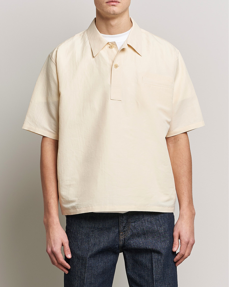Herren | Kurzarmhemden | Auralee | Finx Linen Half Sleeved Shirt Ecru
