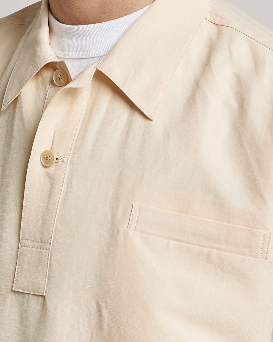 Herren | Hemden | Auralee | Finx Linen Half Sleeved Shirt Ecru
