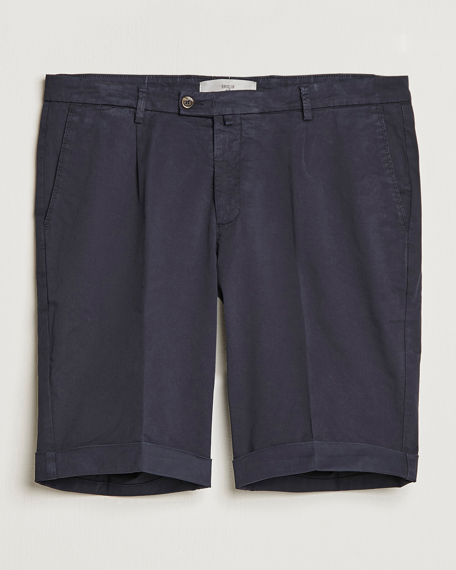 Herren | Shorts | Briglia 1949 | Pleated Cotton Shorts Navy