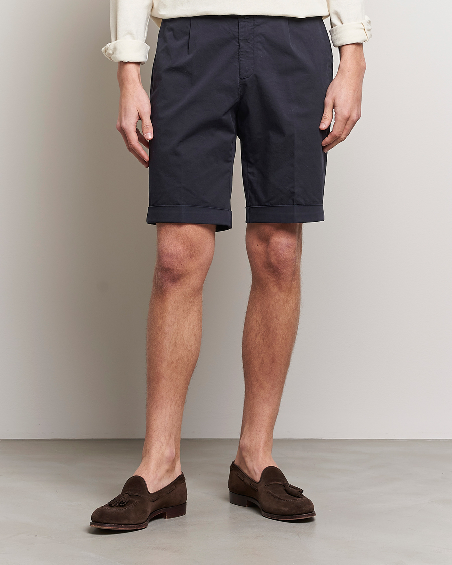Herren | Shorts | Briglia 1949 | Pleated Cotton Shorts Navy