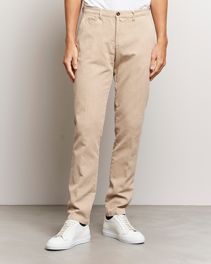 Herren |  | Briglia 1949 | Slim Fit Diagonal Cotton Stretch Trousers Beige