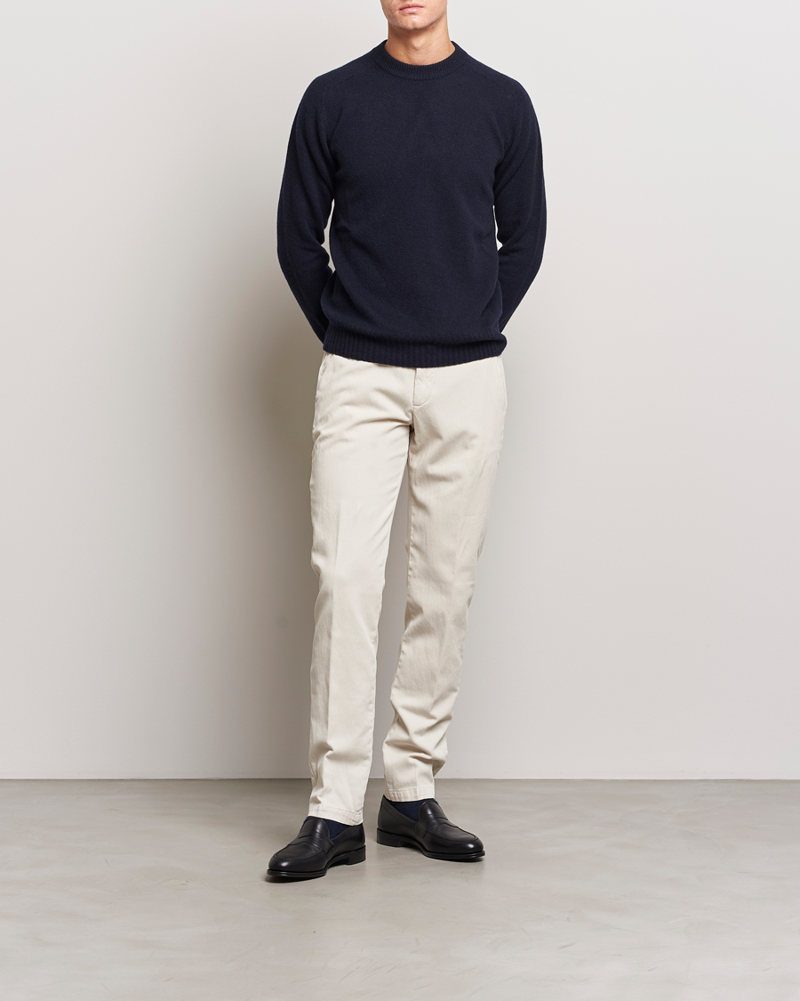 Herren | Hosen | Briglia 1949 | Slim Fit Diagonal Cotton Stretch Trousers Cream