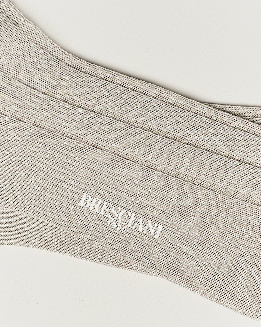 Herren |  | Bresciani | Wide Ribbed Cotton Socks Off White