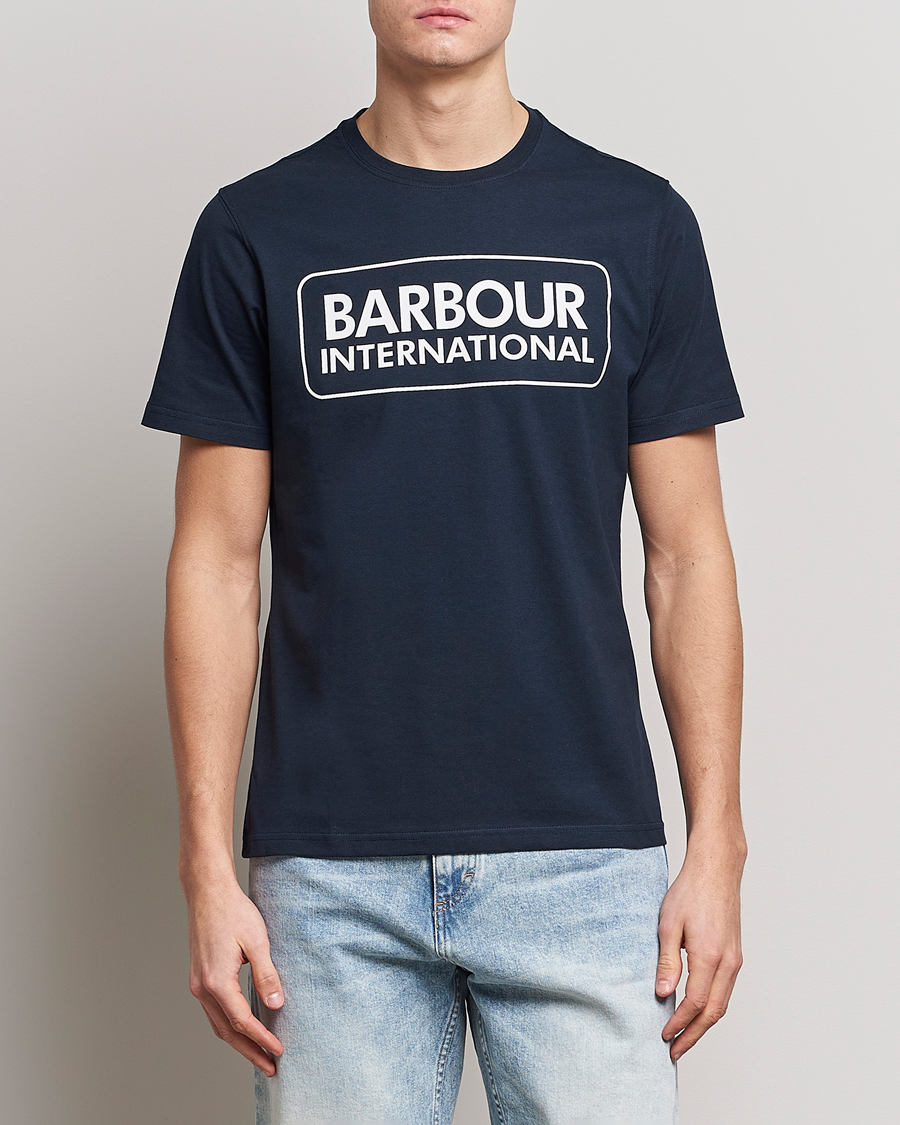 Herre | Best of British | Barbour International | Large Logo Crew Neck Tee Navy