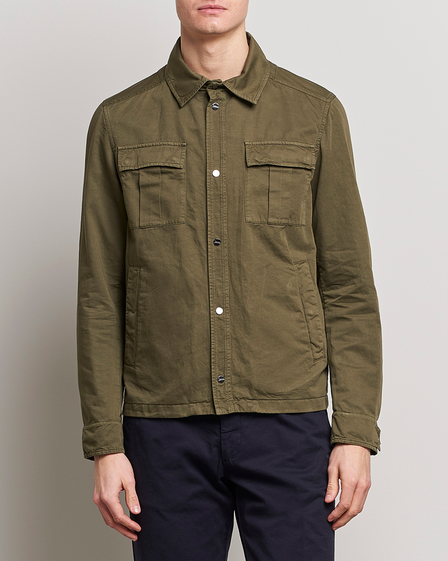 Herren | Stilvolle Jacken | Herno | Washed Cotton/Linen Shirt Jacket Army Green