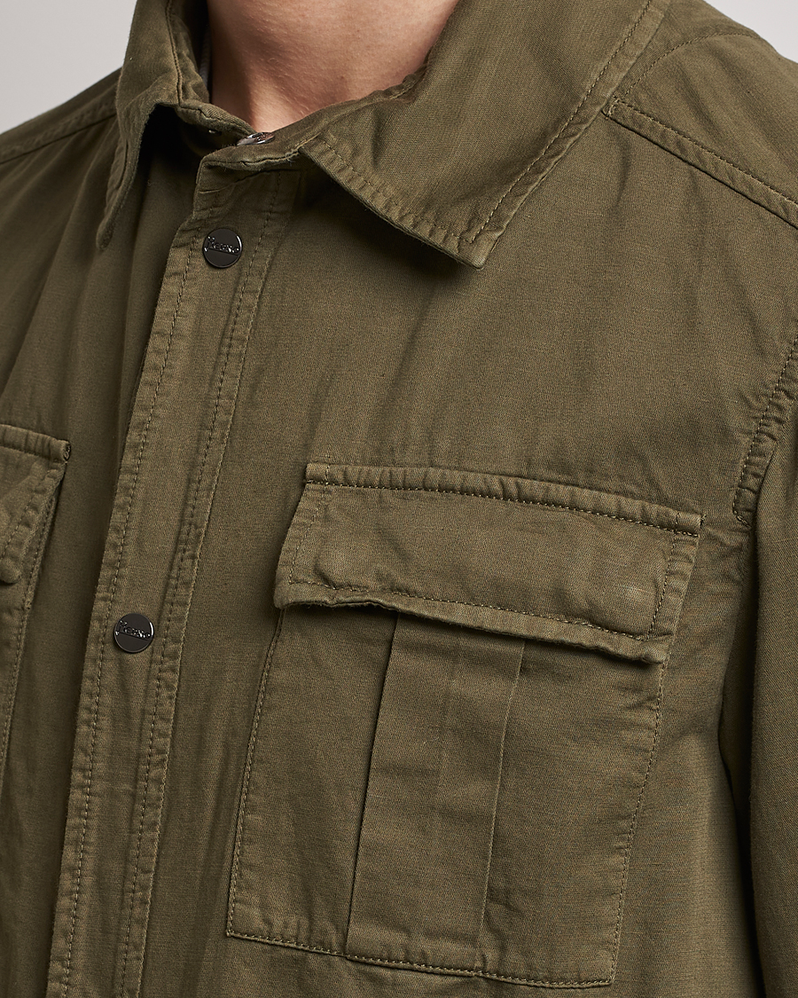 Herren | Jacken | Herno | Washed Cotton/Linen Shirt Jacket Army Green