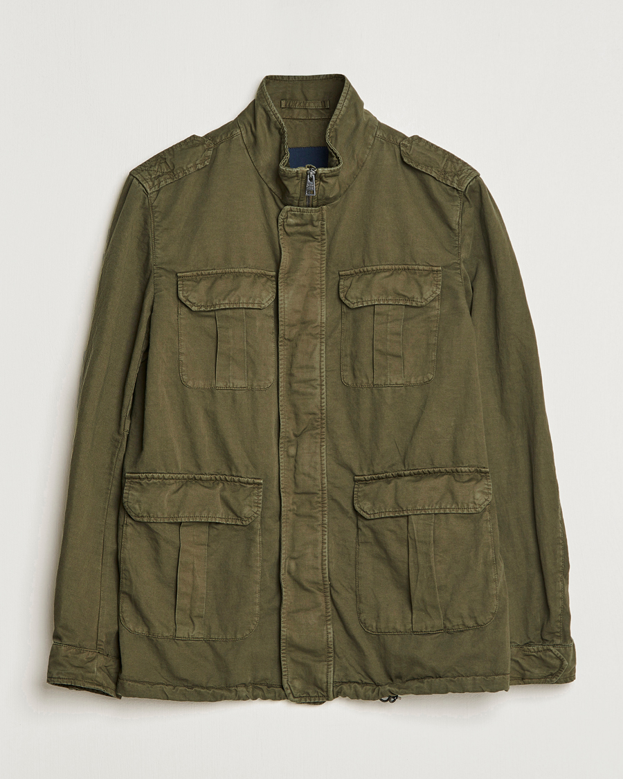 Herren | Feldjacken | Herno | Washed Cotton/Linen Field Jacket Army Green