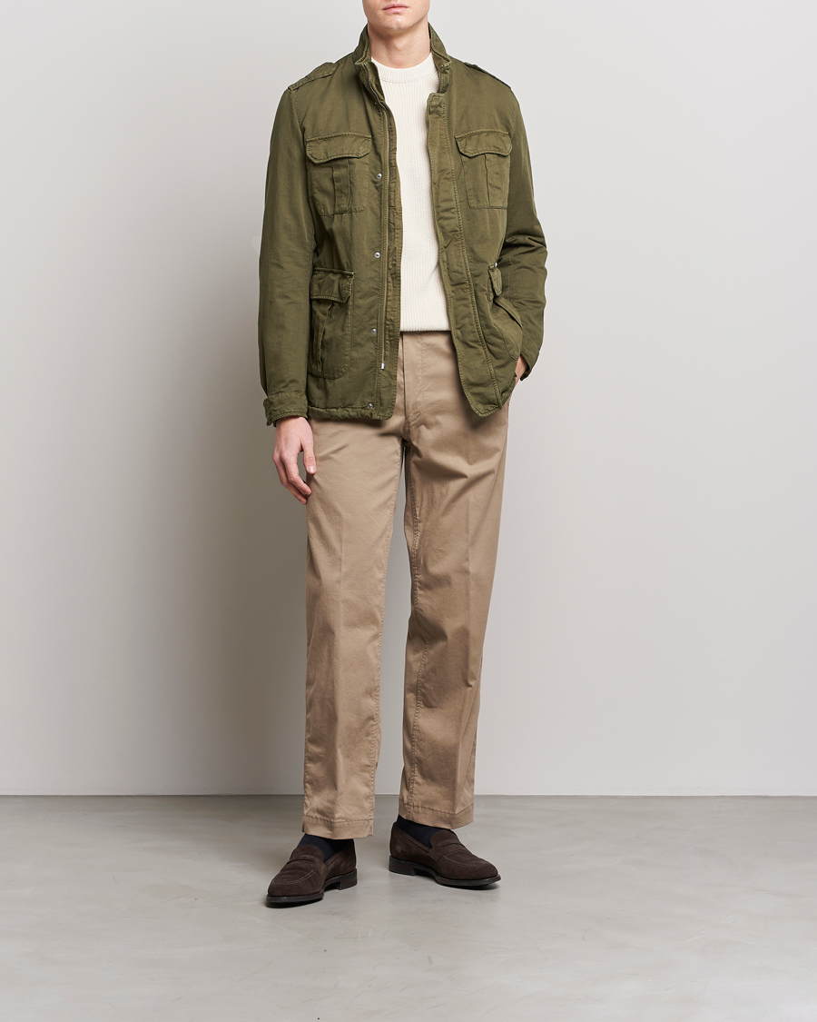 Herren | Jacken | Herno | Washed Cotton/Linen Field Jacket Army Green