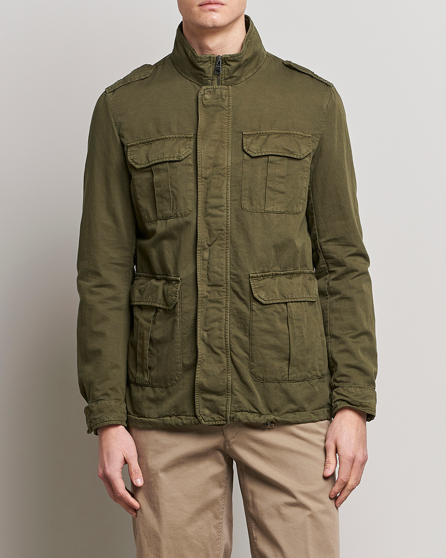 Herren |  | Herno | Washed Cotton/Linen Field Jacket Army Green