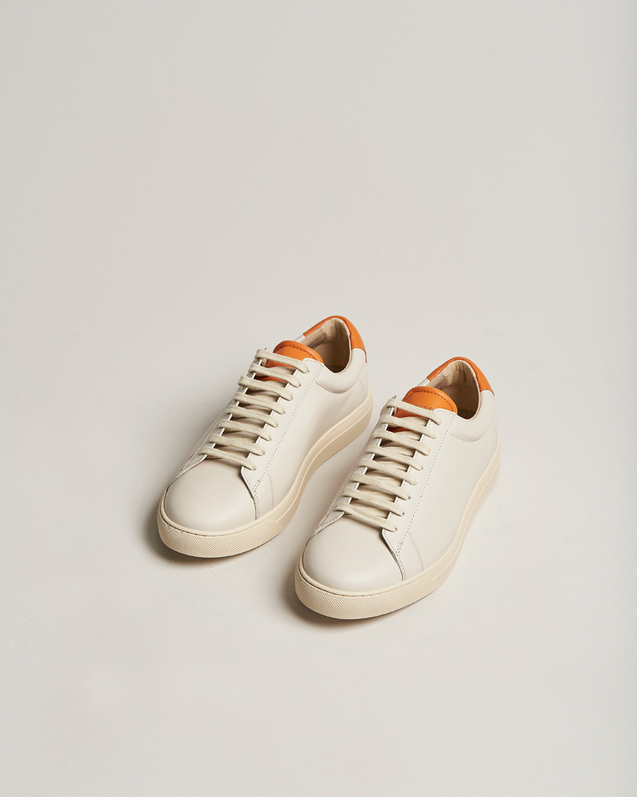 Herren |  | Zespà | ZSP4 Nappa Leather Sneakers Off White/Pumpkin