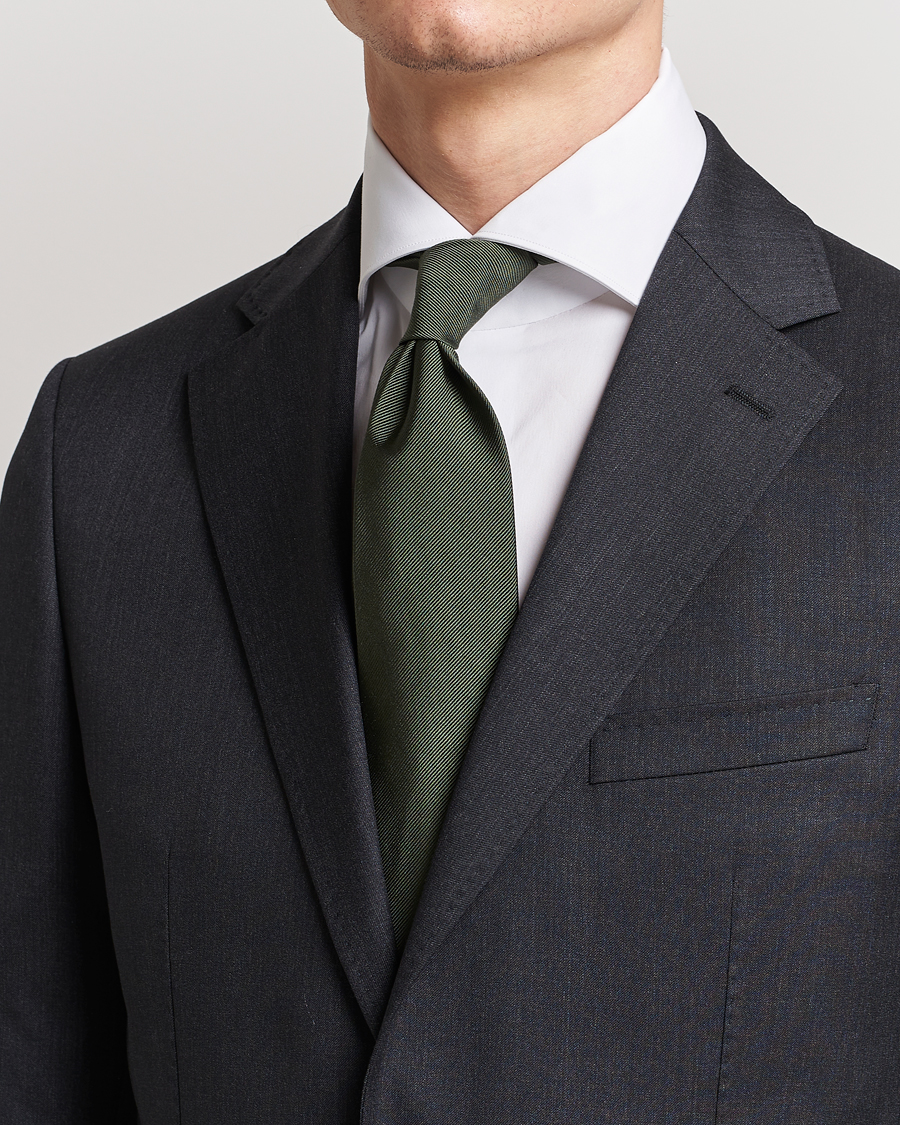 Herren | Krawatten | Amanda Christensen | Plain Classic Tie 8 cm Olive