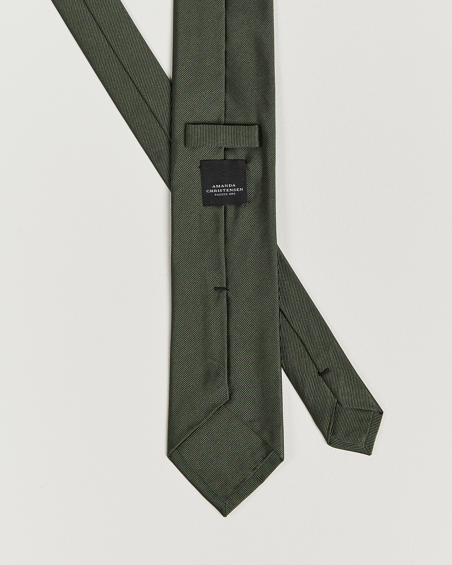 Herren | Amanda Christensen Plain Classic Tie 8 cm Olive | Amanda Christensen | Plain Classic Tie 8 cm Olive