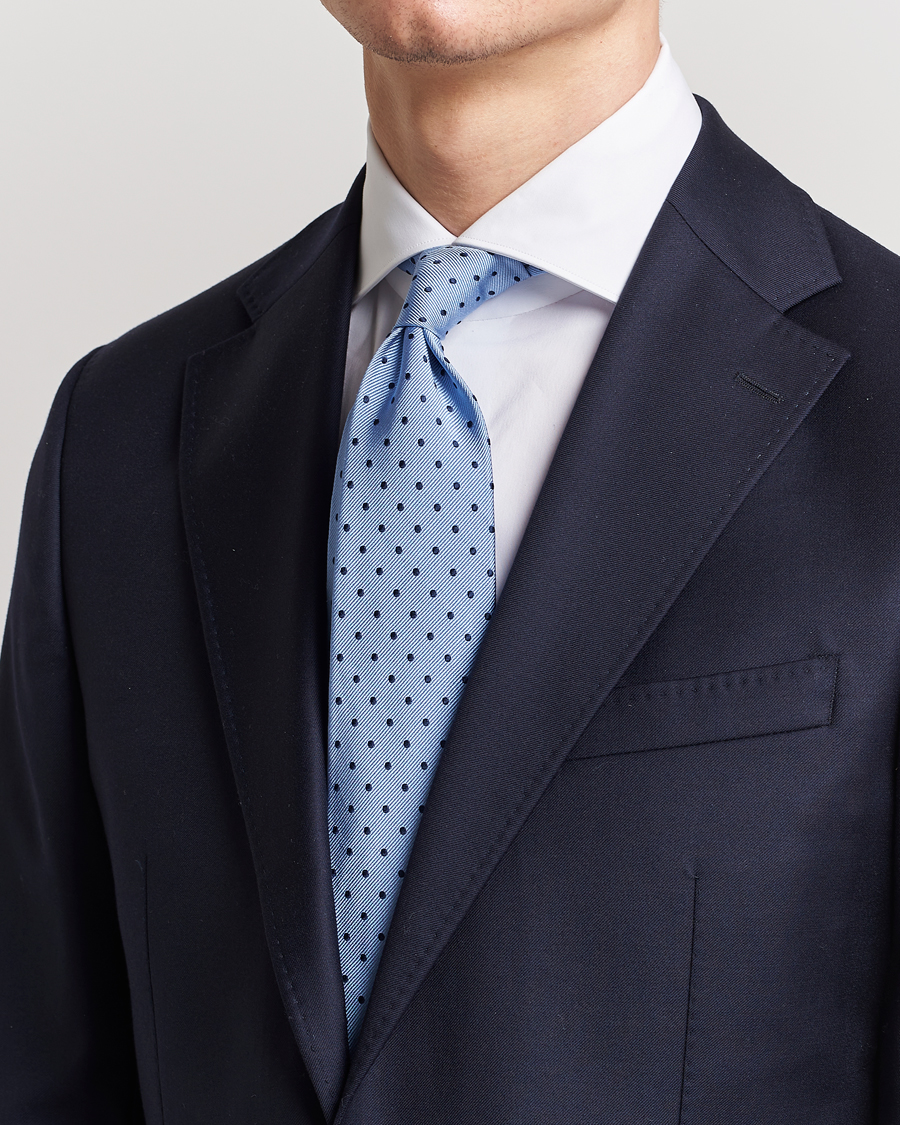 Men | Ties | Amanda Christensen | Dot Classic Tie 8 cm Sky Blue/Navy