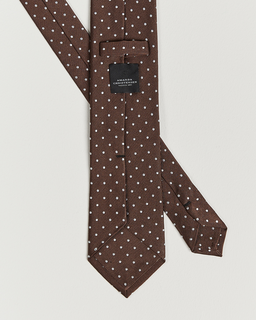 Herren | Krawatten | Amanda Christensen | Dot Classic Tie 8 cm Brown/White