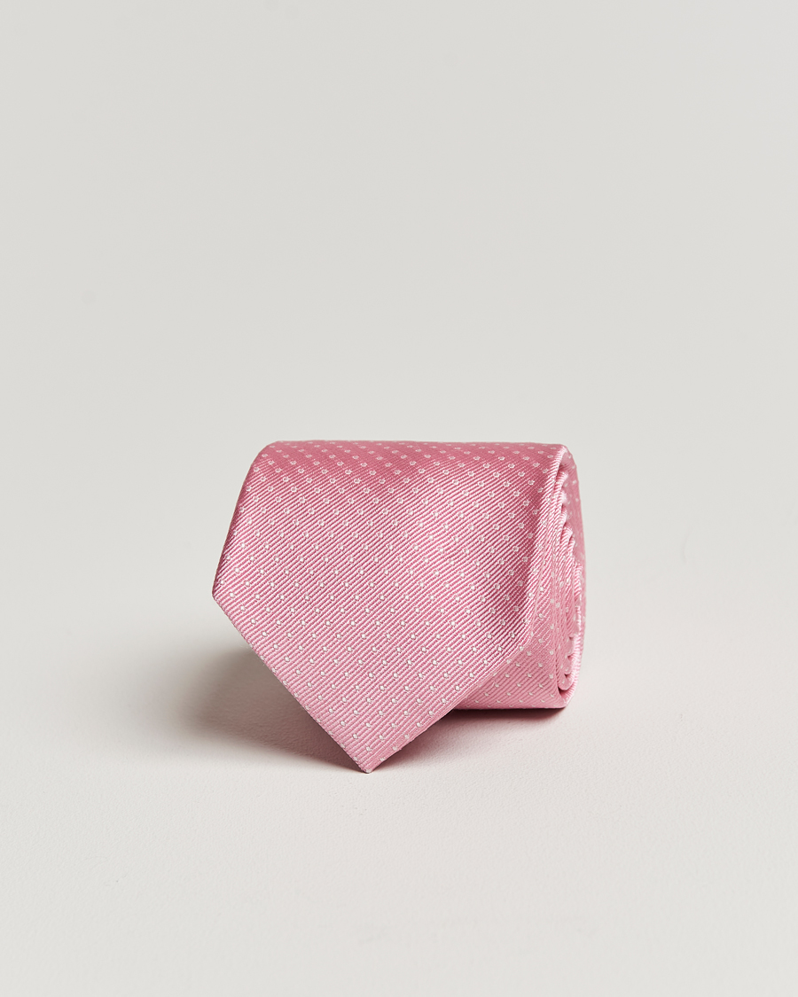 Herren | Krawatten | Amanda Christensen | Micro Dot Classic Tie 8 cm Pink/White