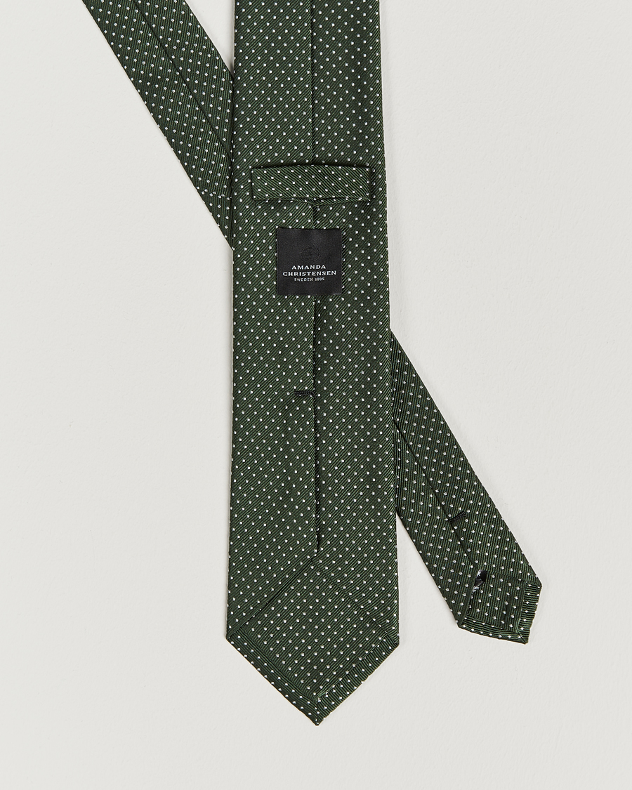 Herren | Krawatten | Amanda Christensen | Micro Dot Classic Tie 8 cm Olive/White