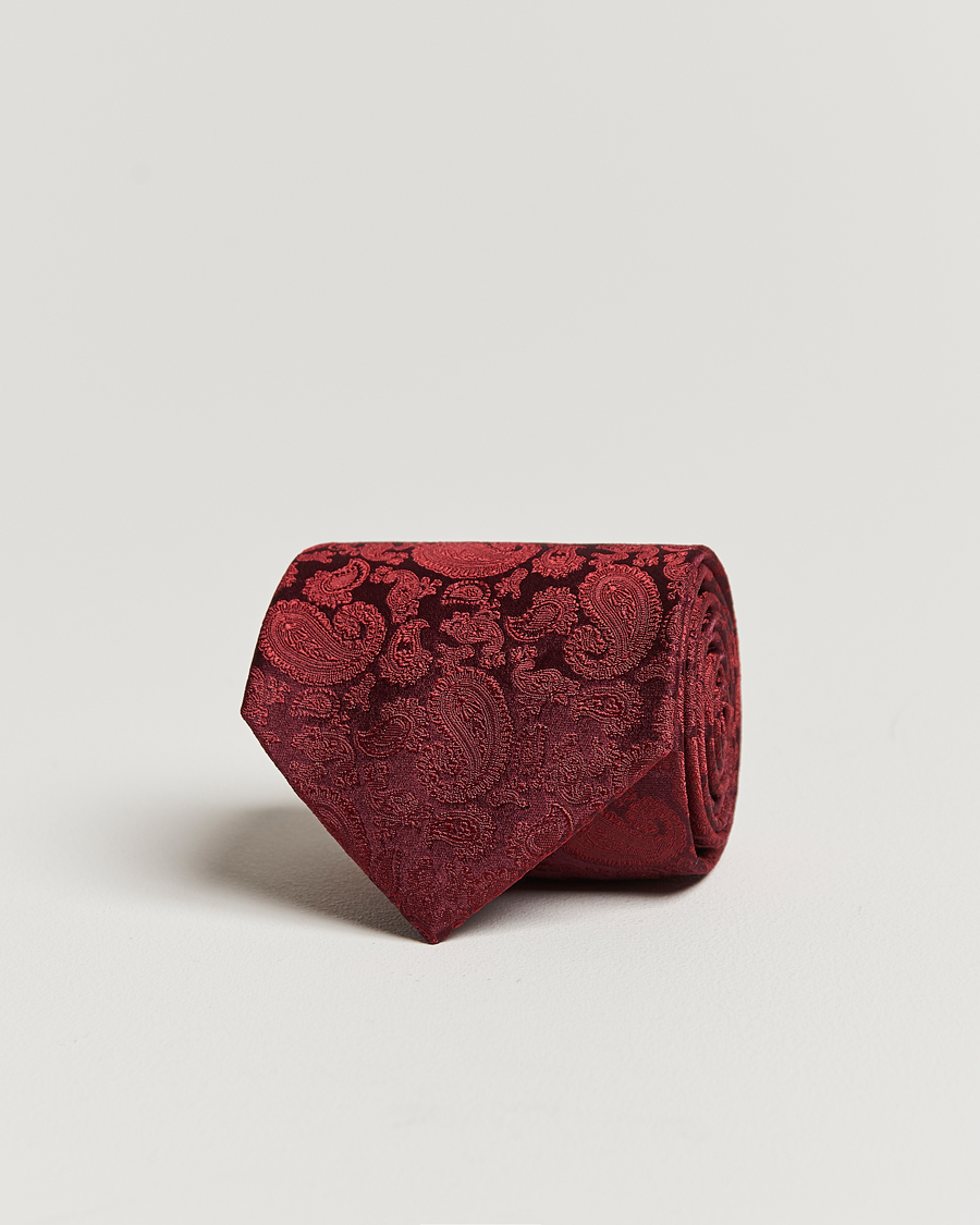 Herren | Krawatten | Amanda Christensen | Silk Tonal Paisley Tie 8 cm Wine