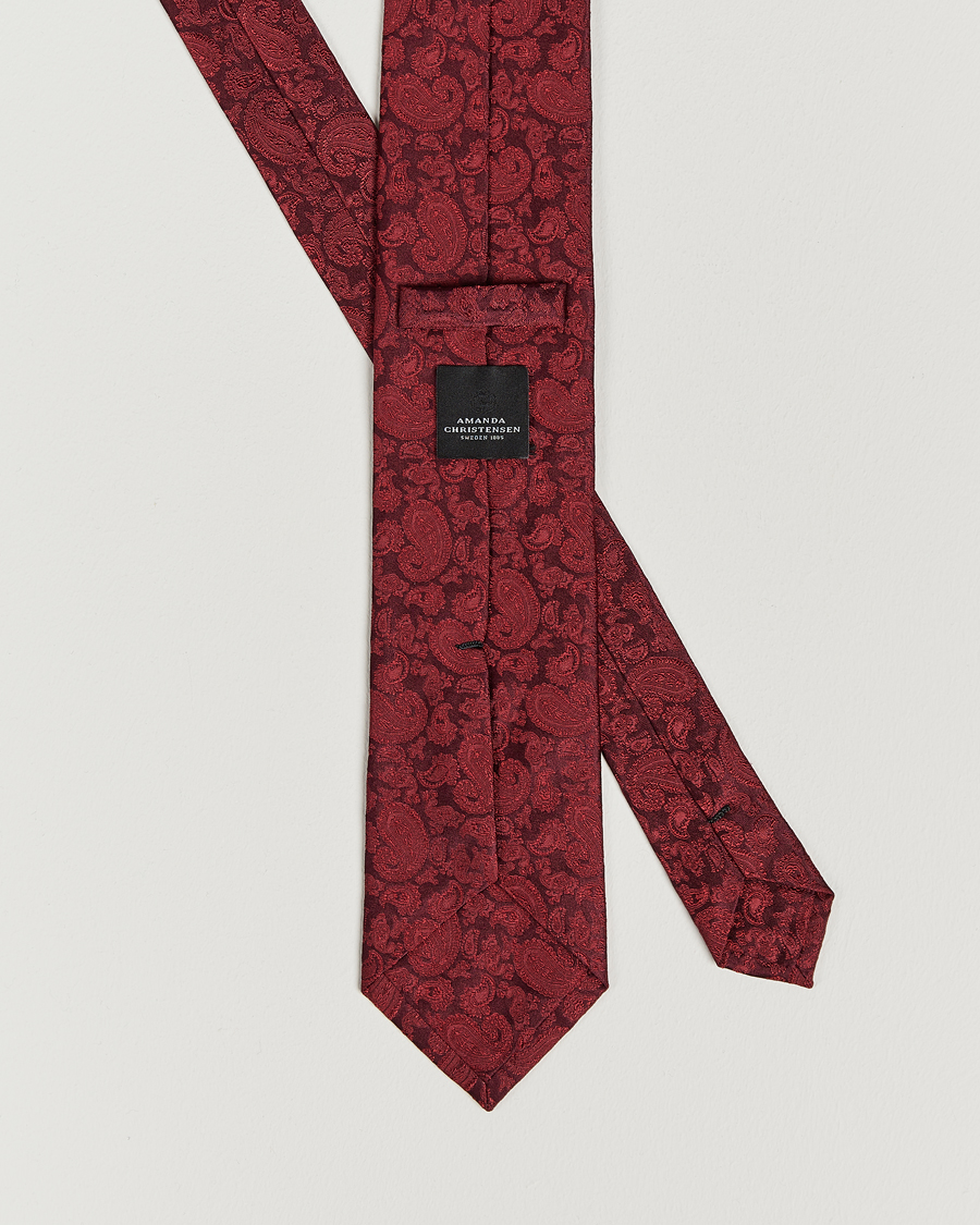 Herren | Krawatten | Amanda Christensen | Silk Tonal Paisley Tie 8 cm Wine