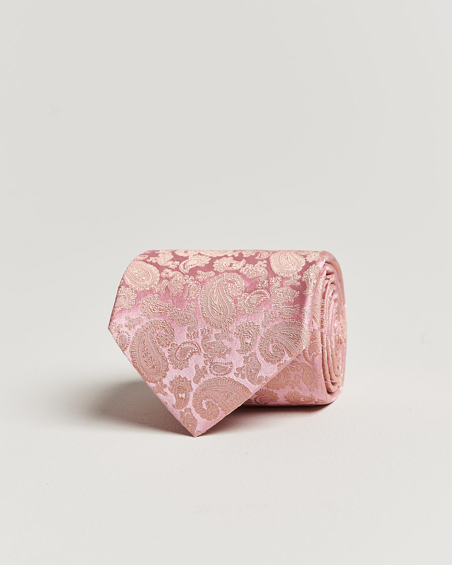 Herren | Amanda Christensen Silk Tonal Paisley Tie 8 cm Powder Pink | Amanda Christensen | Silk Tonal Paisley Tie 8 cm Powder Pink