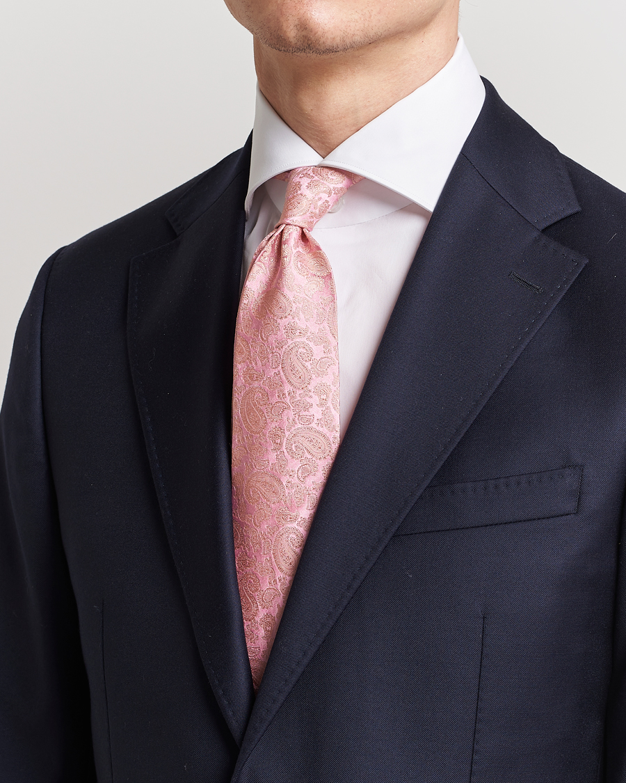 Herren | Amanda Christensen Silk Tonal Paisley Tie 8 cm Powder Pink | Amanda Christensen | Silk Tonal Paisley Tie 8 cm Powder Pink