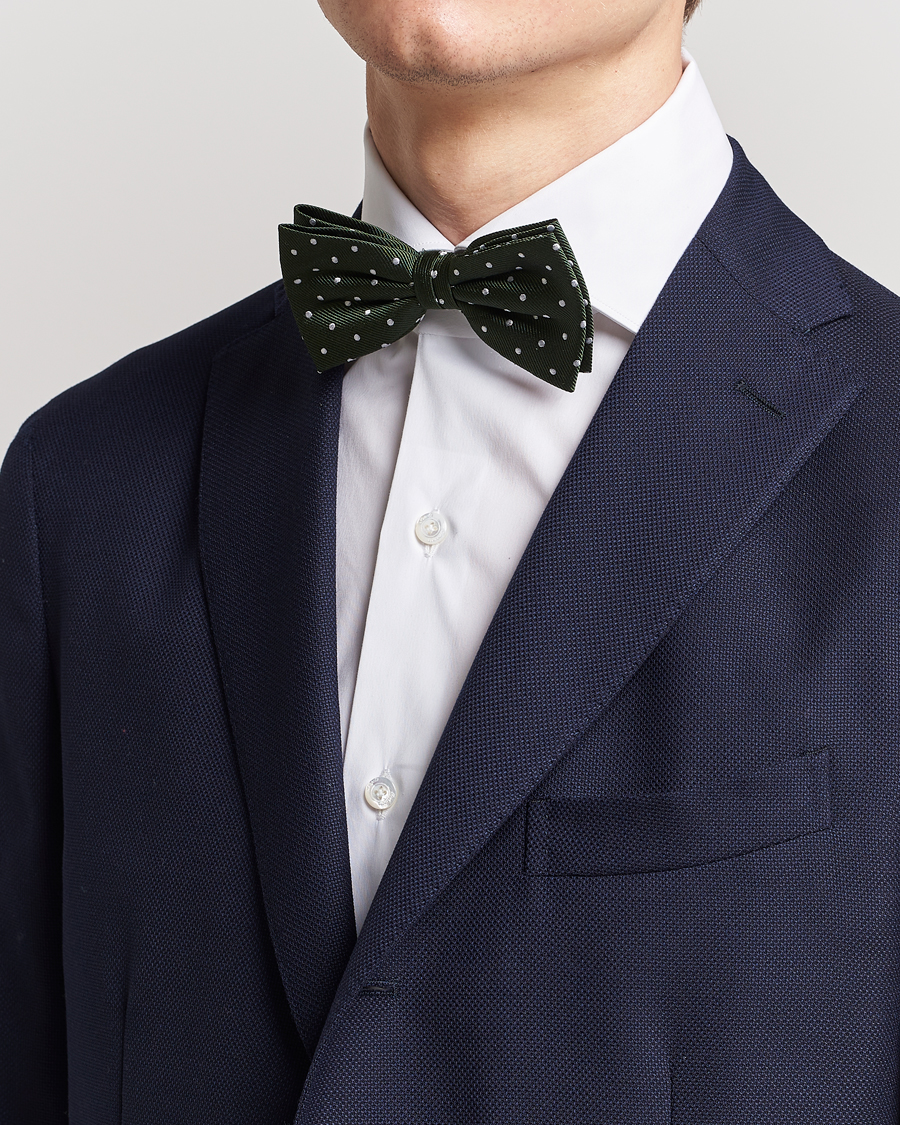 Herren | Cocktail | Amanda Christensen | Dot Pre Tie Silk Olive/White