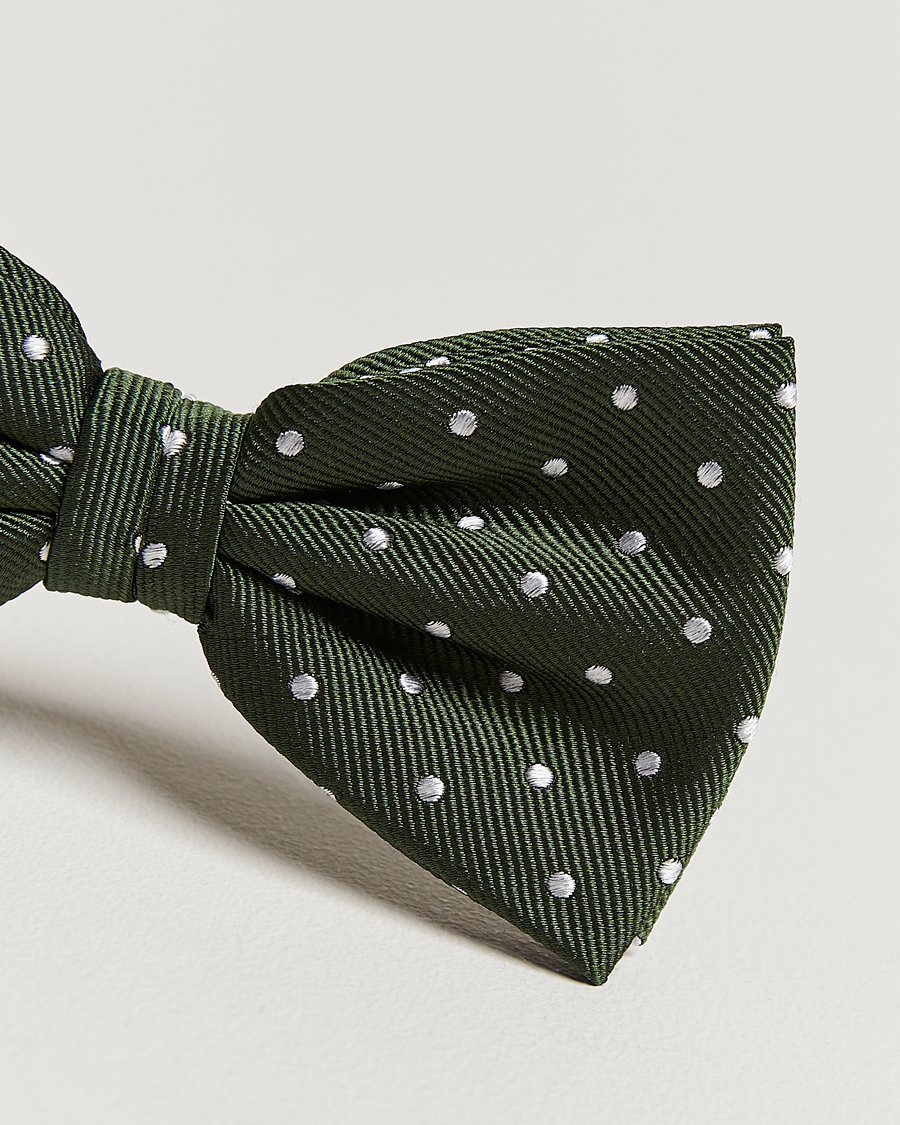 Herren | Amanda Christensen Dot Pre Tie Silk Olive/White | Amanda Christensen | Dot Pre Tie Silk Olive/White