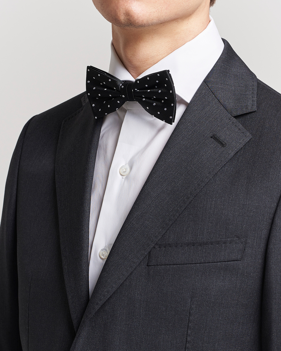 Herren | Fliegen | Amanda Christensen | Dot Pre Tie Silk Black/White