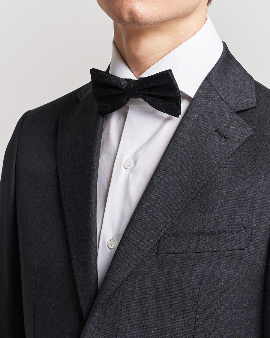 Men | Bow Ties | Amanda Christensen | Tonal Paisley Pre Tie Silk Black