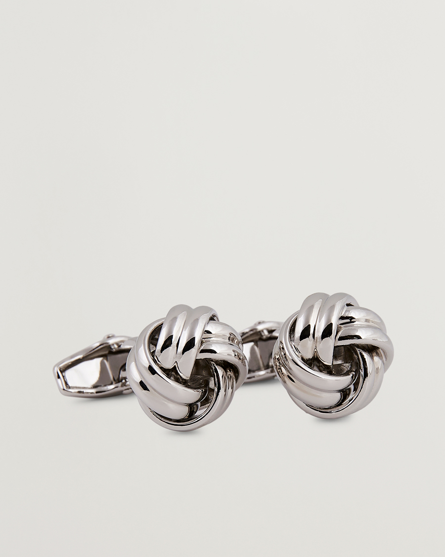 Herren | Manschettenknöpfe | Amanda Christensen | Knot Cufflink & Shirt Studs Set Silver