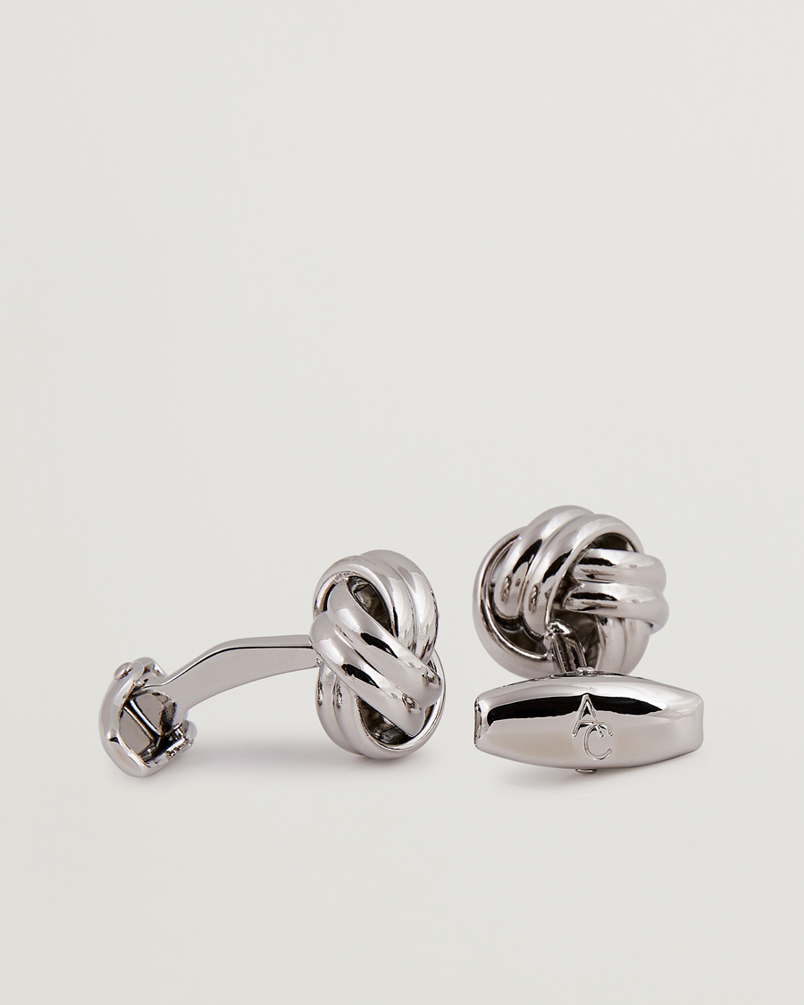 Herren | Manschettenknöpfe | Amanda Christensen | Knot Cufflink & Shirt Studs Set Silver