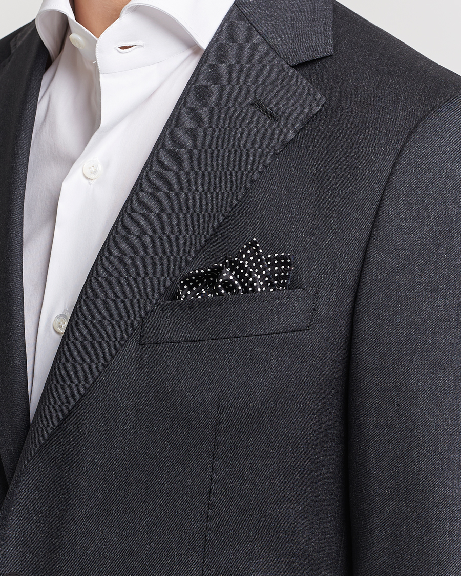 Men | Pocket Squares | Amanda Christensen | Handkerchief Dot Silk Black