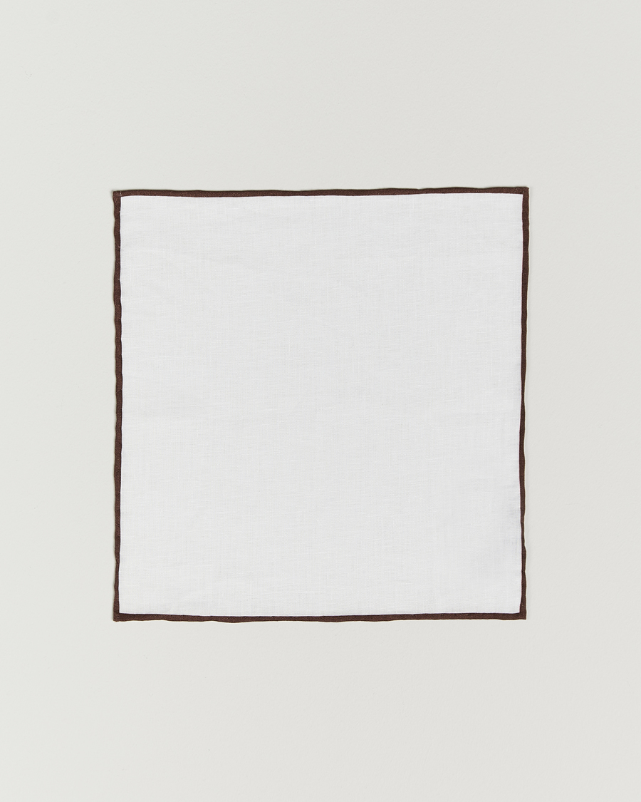 Herren |  | Amanda Christensen | Linen Paspoal Pocket Square White/Brown