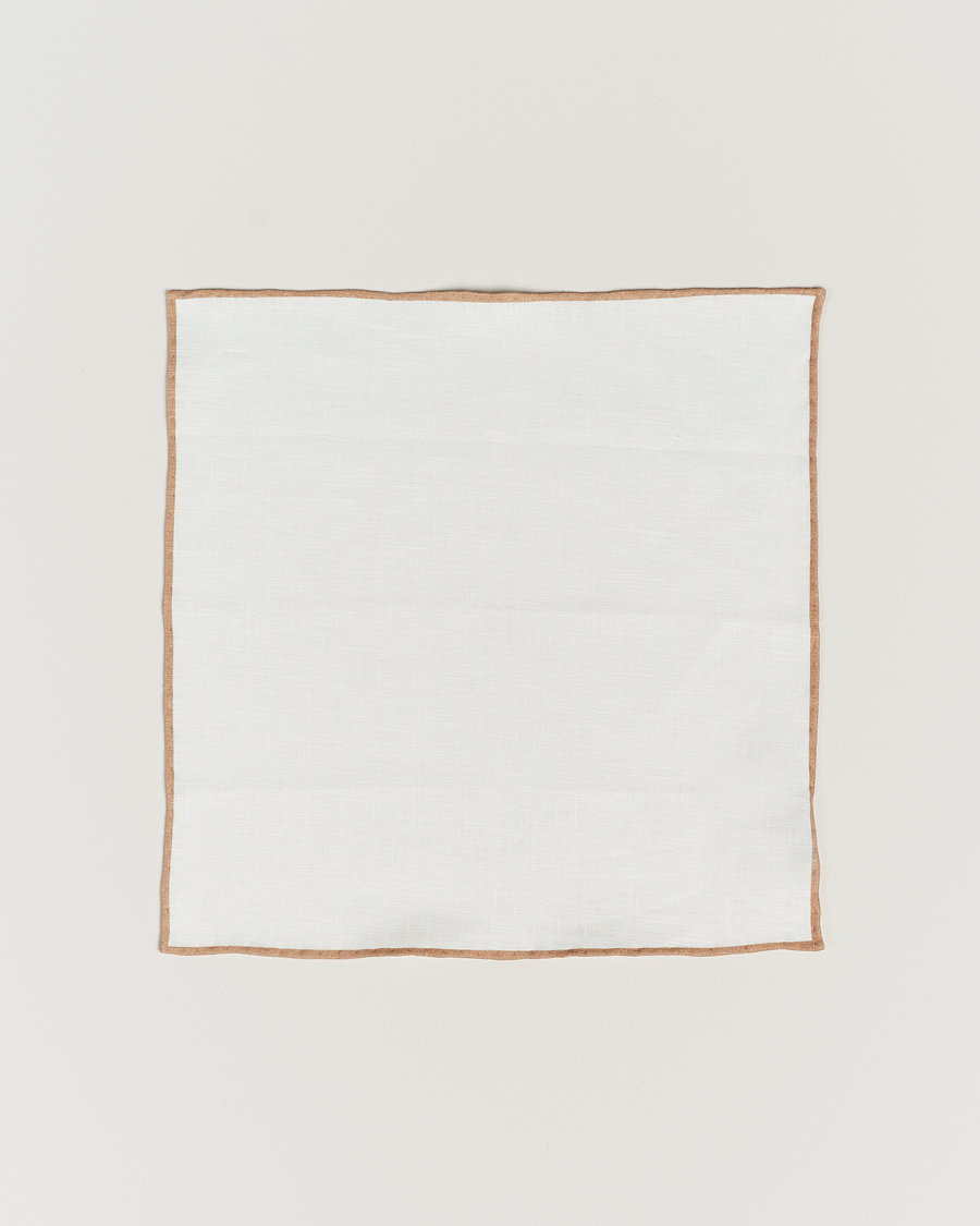 Herren | Einstecktücher | Amanda Christensen | Linen Paspoal Pocket Square Sand/White