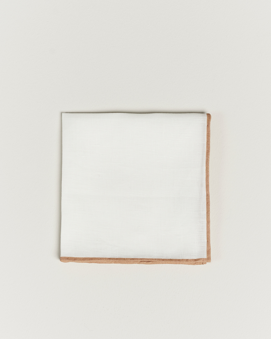 Herren | Einstecktücher | Amanda Christensen | Linen Paspoal Pocket Square Sand/White