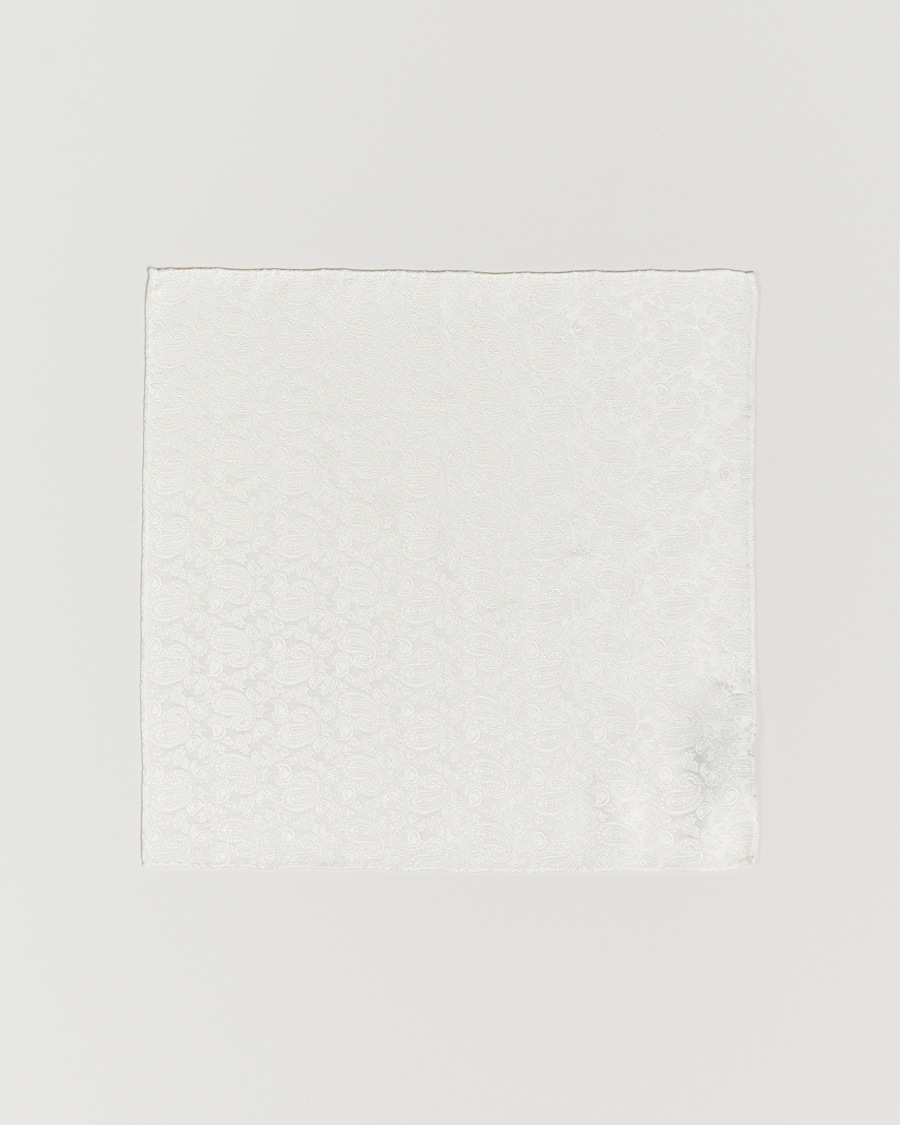 Herren | Einstecktücher | Amanda Christensen | Tonal Paisley Silk Pocket Square Cream