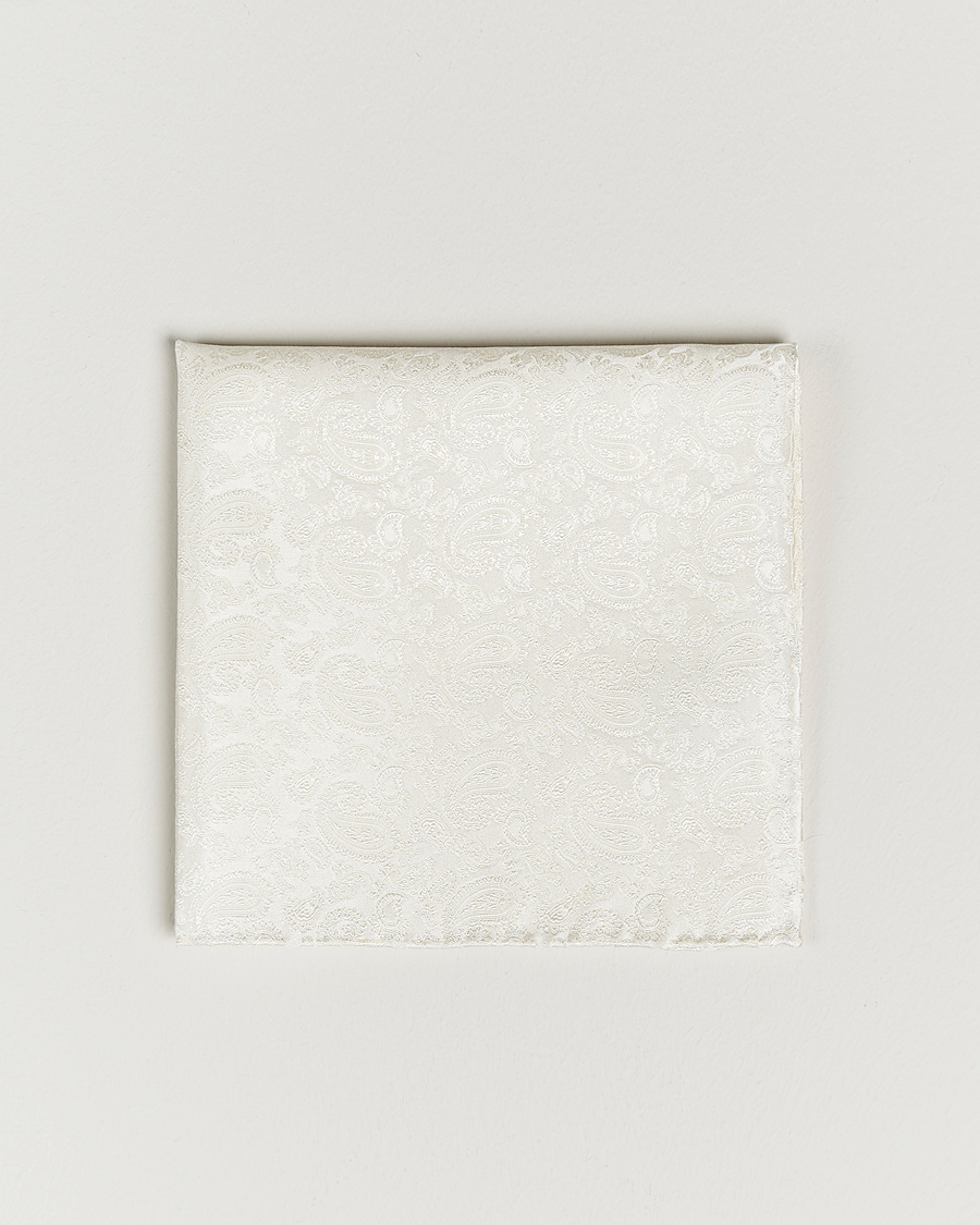 Herren | Einstecktücher | Amanda Christensen | Tonal Paisley Silk Pocket Square Cream