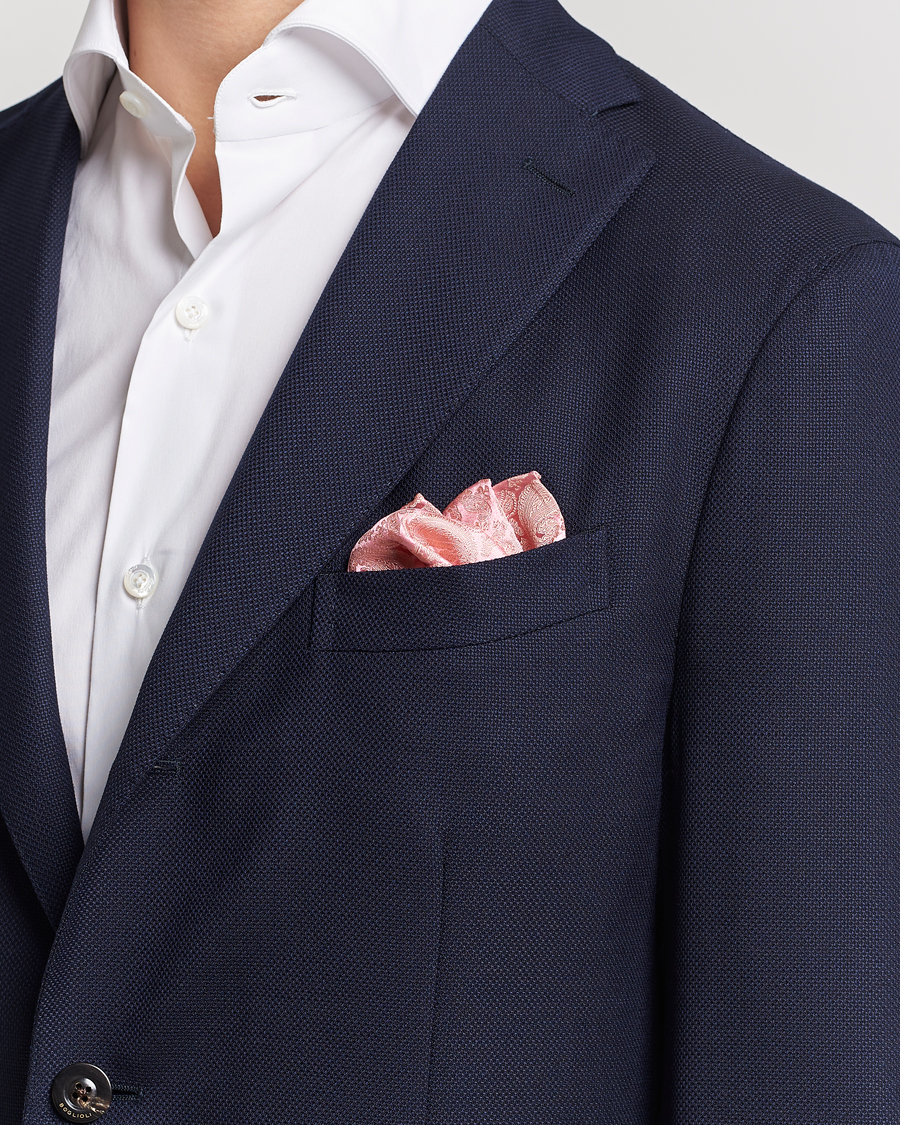 Herren |  | Amanda Christensen | Tonal Paisley Silk Pocket Square Powder Pink