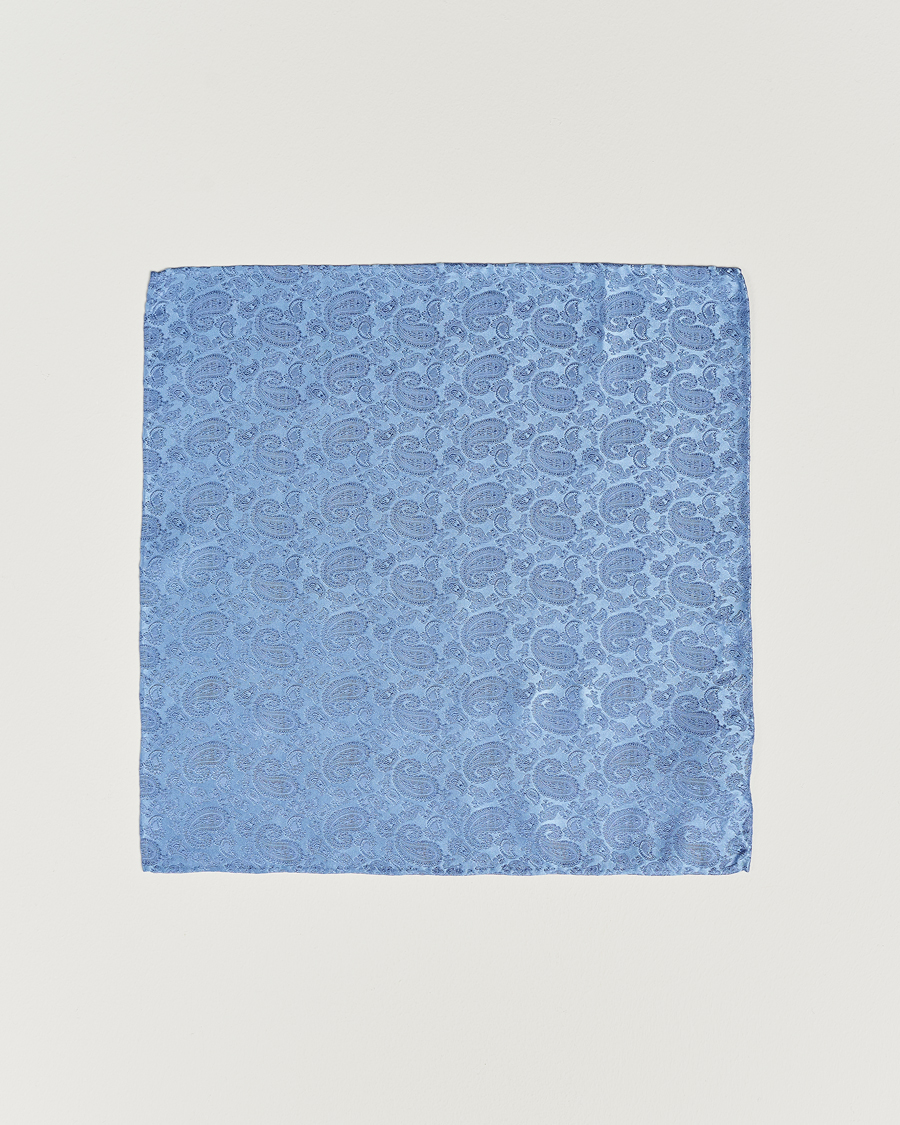 Herren | Einstecktücher | Amanda Christensen | Tonal Paisley Silk Pocket Square Sky Blue