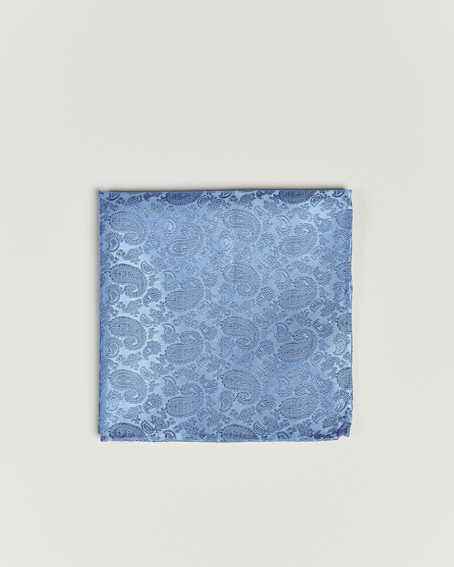 Herren | Einstecktücher | Amanda Christensen | Tonal Paisley Silk Pocket Square Sky Blue