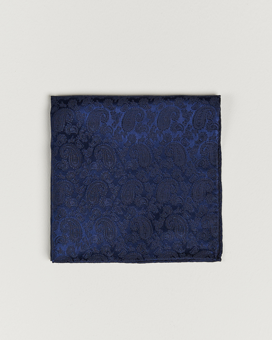 Herren | Einstecktücher | Amanda Christensen | Tonal Paisley Silk Pocket Square Navy