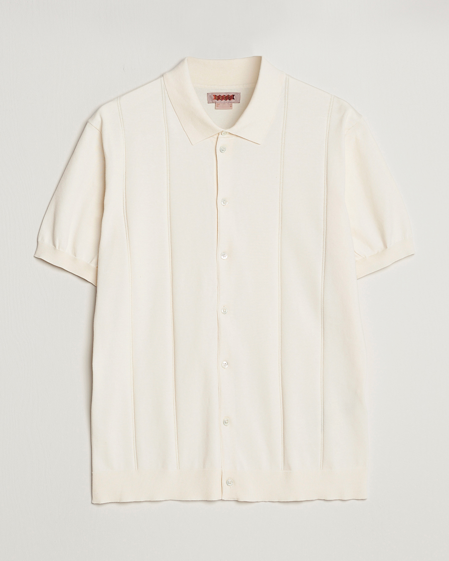 Herren | Poloshirt | Baracuta | Horatio Cotton Garment Dyed Knitted Polo Shirt Ivory