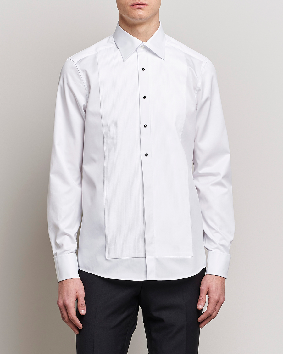 Herren |  | Stenströms | Slimline Open Smoking Shirt White